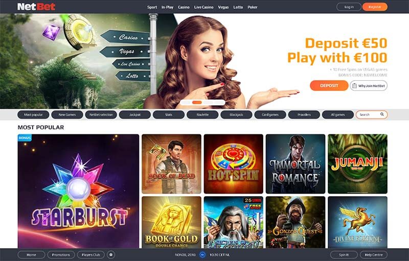 Overview of the official NetBet website