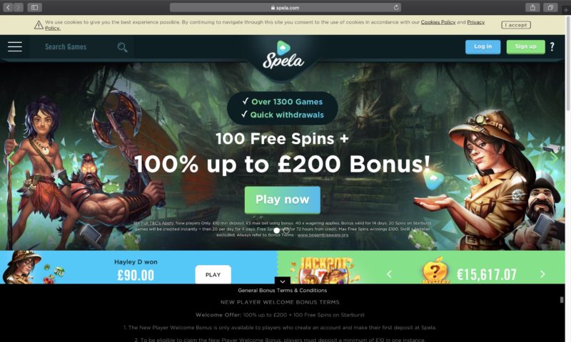 Website oficial do Spela Casino