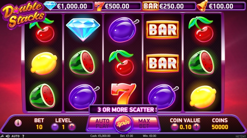 The gameplay of the Double Stacks slot